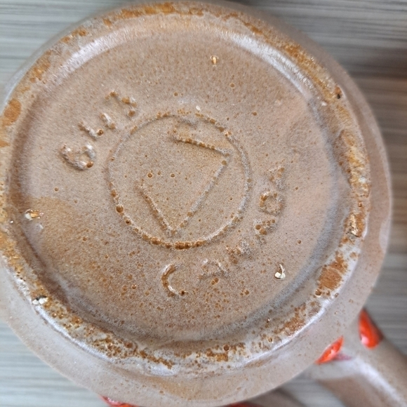 VINTAGE Laurentian pottery set of 4 soup bowl orange lava drip glaze # 643 - Picture 16 of 16